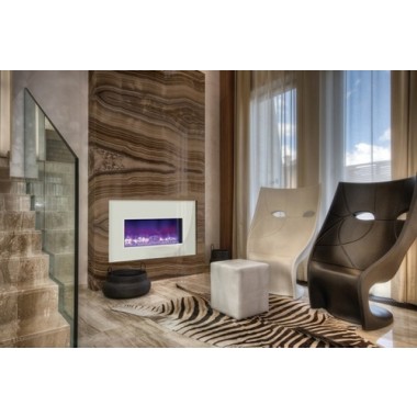 Amantii Insert 30" Electric Fireplace-40" x 26" White Glass Surround