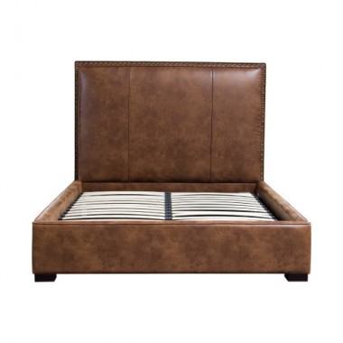 Diamond Sofa Joyce Bed in Brown Bomber Blended Leather with Nail Head Accents - 10% off on June 2015 - SALE!