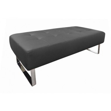 Whiteline Modern Living Miami Bench Black/Red/White Faux Leather Chrome Frame Hover