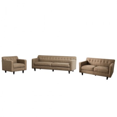 Diamond Sofa Mid-Century Sofa Loveseat & Chair in Pepper Tweed Fabric Set of 3