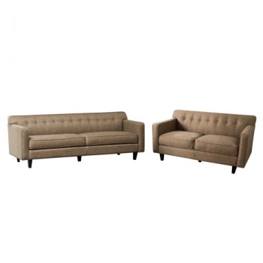 Diamond Sofa Mid-Century Sofa Loveseat in Pepper Tweed Fabric Set of 2