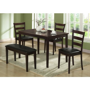 Monarch Specialties 5pcs Dining Set w/ Bench & 3 Side Chairs Hover