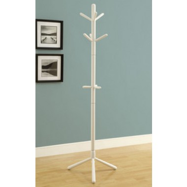 Monarch Specialties White Contemporary Solid Wood Coat Rack