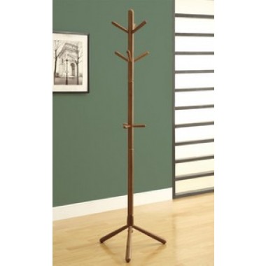 Monarch Specialties Oak Contemporary Solid Wood Coat Rack