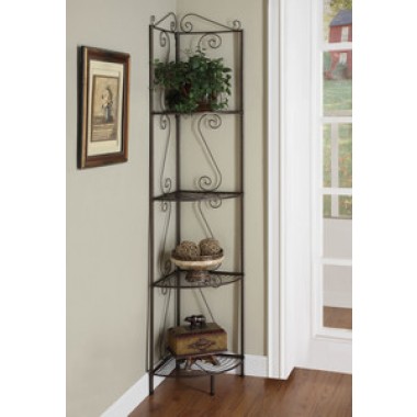 Monarch Specialties Copper Metal 70"H Corner Display Etagere