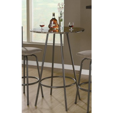 Monarch Specialties Cappucino Marble / Coffee Metal 30"Dia Bar Table Hover