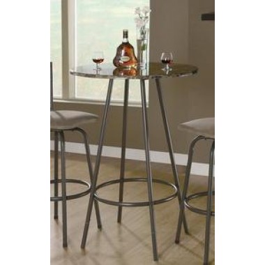 Monarch Specialties Cappucino Marble / Coffee Metal 30"Dia Bar Table