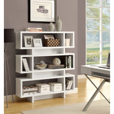 Monarch Specialties White Hollow-Core 55"H Modern Bookcase Hover