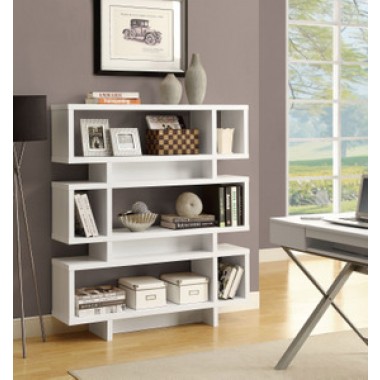 Monarch Specialties White Hollow-Core 55"H Modern Bookcase