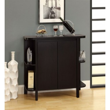 Monarch Specialties Cappuccino 36"H Bar Unit With Bottle And Glass Storage Hover