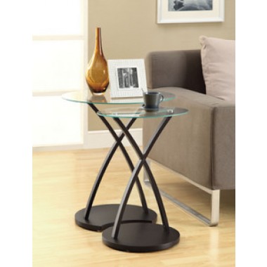 Monarch Specialties Cappuccino Bentwood 2pcs Nesting Table Set