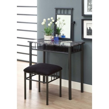 Monarch Specialties Grey Marble / Charcoal Metal 2pcs Vanity Set Hover