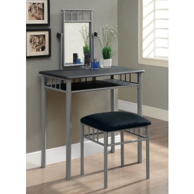 Monarch Specialties Black / Silver Metal 2pcs Vanity Set Hover