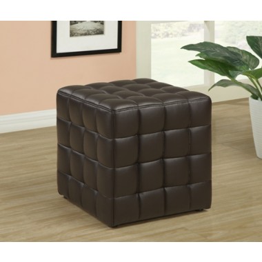Monarch Specialties Dark Brown Leather-Look Ottoman Hover