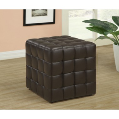 Monarch Specialties Dark Brown Leather-Look Ottoman