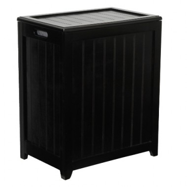 Oceanstar Mahogany Finished Rectangular Laundry Wood Hamper with Interior Bag Hover