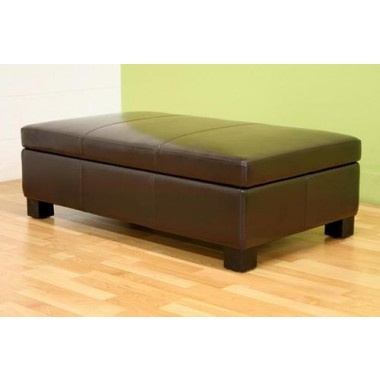Baxton Studio Gallo Dark Brown Leather Storage Ottoman