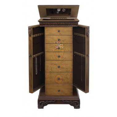 Powell Masterpiece Antique Parchment Hand Painted Jewelry Armoire Hover