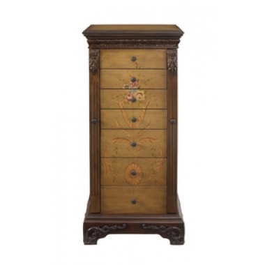 Powell Masterpiece Antique Parchment Hand Painted Jewelry Armoire