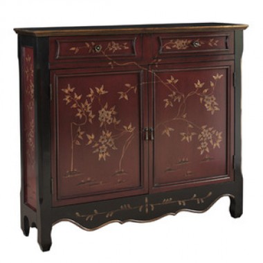 Powell Red Oriental 2-Door Console