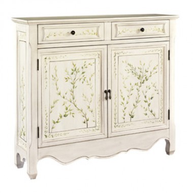 Powell White Hand Painted 2-Door Console