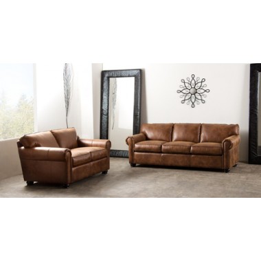 Diamond Sofa Rexford Sofa & Loveseat in Bomber Brown