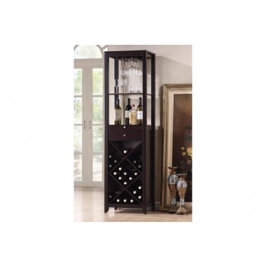 Baxton Studio Austin Brown Wood Modern Wine Tower Hover