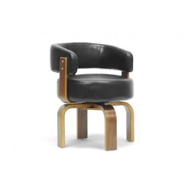 Baxton Studio Fortson Walnut & Black Modern Accent Chair