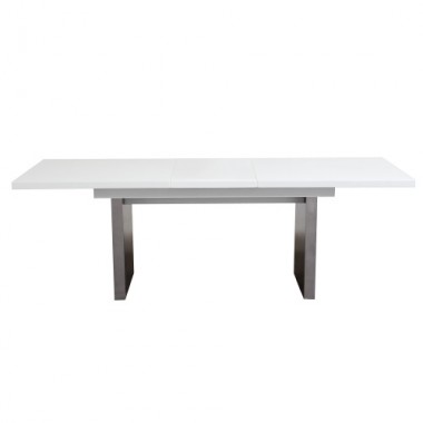 Diamond Sofa STEEL Extension Dining Table in High Gloss White Lacquer - Black Base - ON SALE!