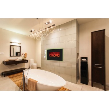 Amantii Enhanced 26" Electric Fireplace-36" x 23" Black Glass Surround