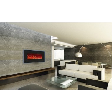 Amantii Enhanced 34" Electric Fireplace-44" x 23" Black Glass Surround