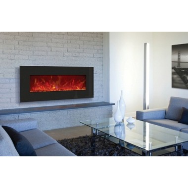 Amantii Top Heat 43" Electric Fireplace-51" x 23" Black Glass Surround