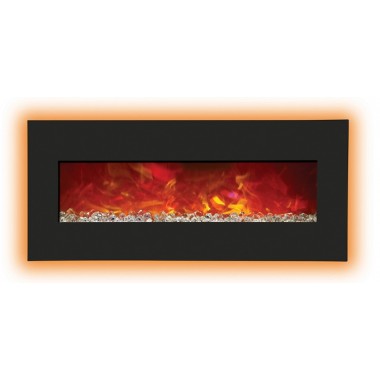 Amantii Top Heat 43" Electric Fireplace-51" x 23" Black Glass Surround Hover