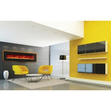 Amantii Enhanced 72" Electric Fireplace-81" x 23" Black Glass Surround