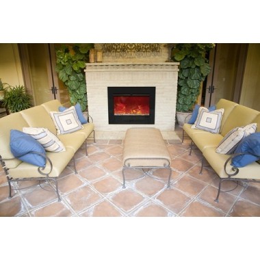 Amantii Electric Fireplace 30" Zero Clearance FLUSHMT Unit-32" x 26" Black Glass Surround