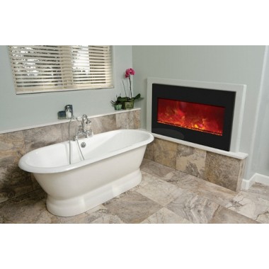 Amantii Electric Fireplace 33" Zero Clearance 36" x 24" Black Glass Surround