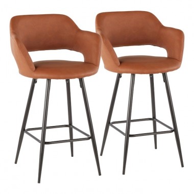 LumiSoure Margarite Counter Stool - Set of 2 - BROWN