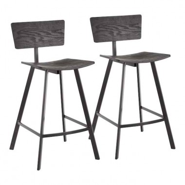 LumiSource Rocco Counter Stool - Set of 2 - BLACK