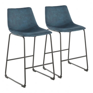 LumiSource Duke Counter Stool - Set of 2 - Blue