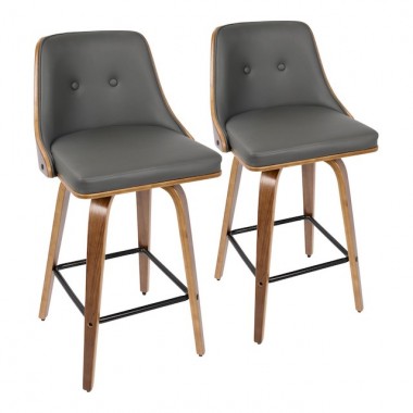 LumiSource Gianna Counter Stool - Set of 2 - DARK GREY