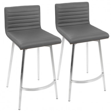 LumiSoure Mason Swivel Counter Stool - Set of 2 - GREY 