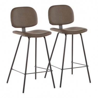 LumiSoure Industrial Nunzio Counter Stool - Set of 2 - BROWN
