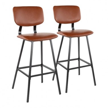 LumiSource Foundry Barstool - Set of 2 - COGNAC 