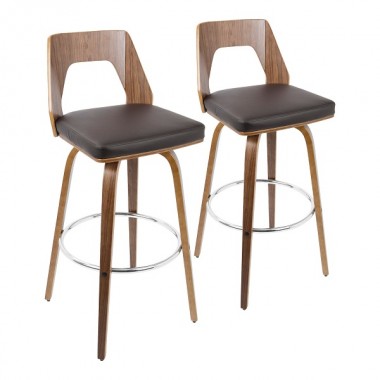 LumiSource Trilogy 30" Barstool - Set of 2 - BROWN 