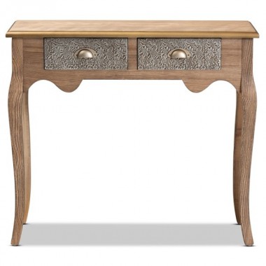 Baxton Studio Clarice Natural Brown 2 Drawers Console Table