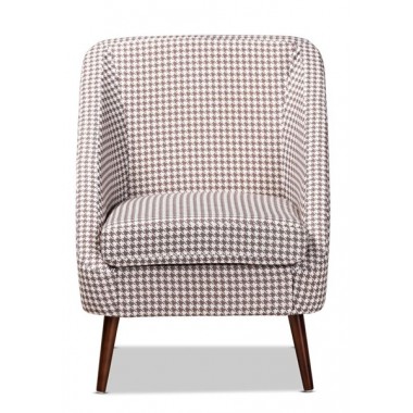 Baxton Studio Gia Brown White Houndstooth Accent Chair