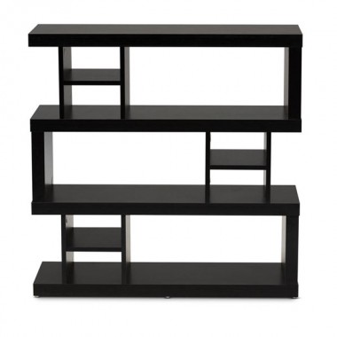Baxton Studio Dora Dark Brown Wood 3 Tier Geometric Bookshelf Hover
