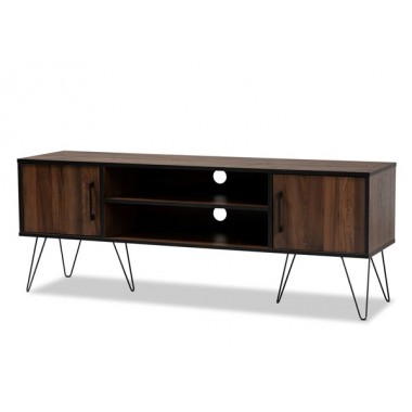 Baxton Studio Corina Two Tone Walnut Black Wood TV Stand