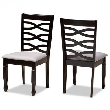 Baxton Studio Lanier Grey Dark Brown Dining Chair - Set of 2
