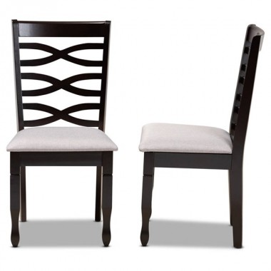 Baxton Studio Lanier Grey Dark Brown Dining Chair - Set of 2 Hover